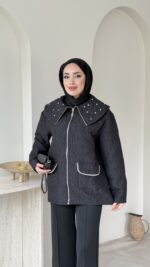 Lara Üçgen Desen Ceket - Siyah - Görsel 4
