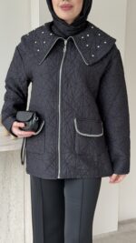 Lara Üçgen Desen Ceket - Siyah - Görsel 5