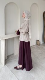 Nora Kareli Gömlek - Kahverengi - Görsel 2