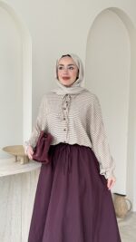 Nora Kareli Gömlek - Kahverengi - Görsel 7