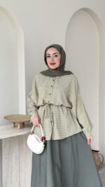 Nora Kareli Gömlek - Yeşil - Görsel 4