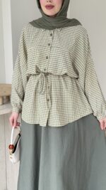 Nora Kareli Gömlek - Yeşil - Görsel 5