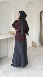 Nora Kareli Gömlek - Bordo - Görsel 2