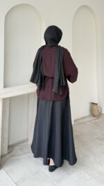 Nora Kareli Gömlek - Bordo - Görsel 3