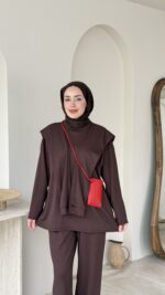 Liza Bağlamalı Oyşo Takım – Kahve - Görsel 4