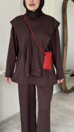 Liza Bağlamalı Oyşo Takım – Kahve - Görsel 5