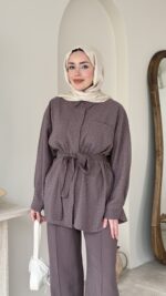 Lina Taşlı Takım - Vizon - Görsel 4