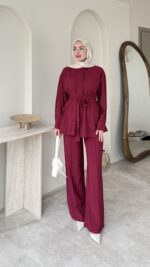 Lina Taşlı Takım - Bordo