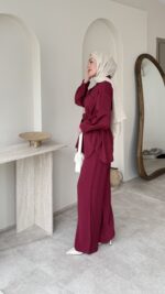 Lina Taşlı Takım - Bordo - Görsel 2