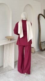 Lina Taşlı Takım - Bordo - Görsel 3