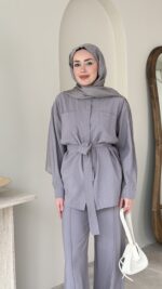 Lina Taşlı Takım - Gri - Görsel 4