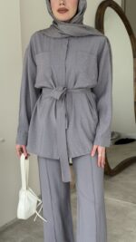 Lina Taşlı Takım - Gri - Görsel 5