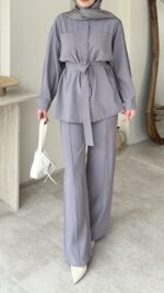 Lina Taşlı Takım - Gri - Görsel 6