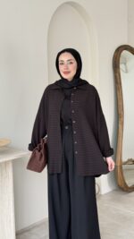 Nora Kareli Gömlek - Acı Kahverengi - Görsel 4