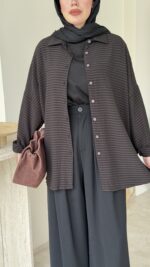 Nora Kareli Gömlek - Acı Kahverengi - Görsel 5