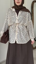 Sea Puantiyeli Gömlek - Krem - Görsel 5