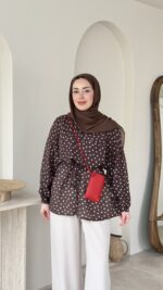 Sea Puantiyeli Gömlek - Kahverengi - Görsel 4