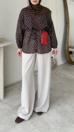 Sea Puantiyeli Gömlek - Kahverengi - Görsel 5