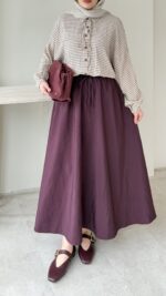 Lenna Poplin Etek - Bordo - Görsel 2