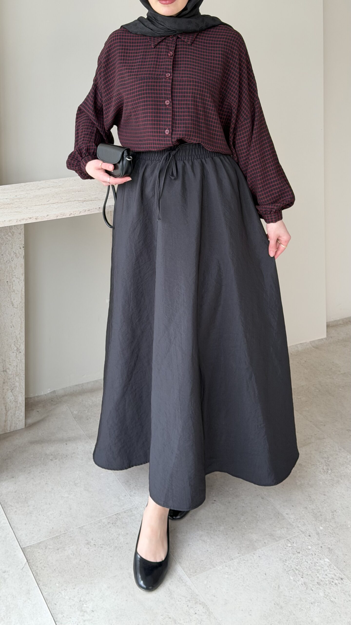 1775245999_0_69d01aaf96214.jpeg Lenna Poplin Etek - Siyah - Görsel 1