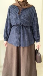 Merci Basic Gömlek - Lacivert - Görsel 5