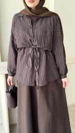 Merci Basic Gömlek - Kahverengi - Görsel 5