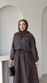 Merci Basic Gömlek - Kahverengi - Görsel 7