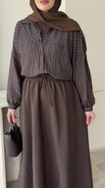 Merci Basic Gömlek - Kahverengi - Görsel 8