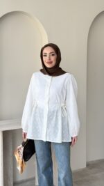 Henna Fisto Gömlek - Beyaz - Görsel 5