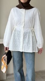 Henna Fisto Gömlek - Beyaz - Görsel 6