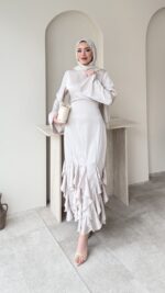 Arya Saten Elbise - Taş