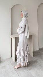 Arya Saten Elbise - Taş - Görsel 2