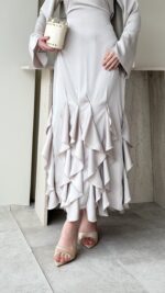 Arya Saten Elbise - Taş - Görsel 5