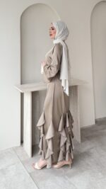 Arya Saten Elbise - Vizon - Görsel 2