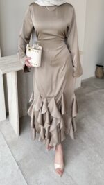 Arya Saten Elbise - Vizon - Görsel 5