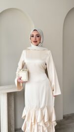 Arya Saten Elbise - Krem - Görsel 4