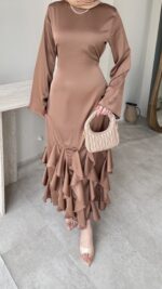 Arya Saten Elbise - Camel - Görsel 5