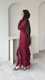 Arya Saten Elbise - Bordo - Görsel 2