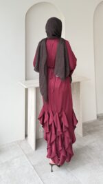 Arya Saten Elbise - Bordo - Görsel 3