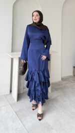 Arya Saten Elbise - Saks Mavi