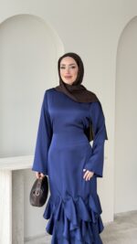 Arya Saten Elbise - Saks Mavi - Görsel 4