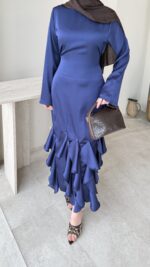 Arya Saten Elbise - Saks Mavi - Görsel 5