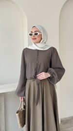 Alin Tensel Bluz - Haki - Görsel 4