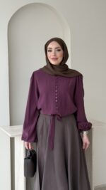 Alin Tensel Bluz - Bordo - Görsel 4