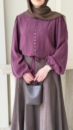 Alin Tensel Bluz - Bordo - Görsel 5