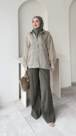 Linda Çizgili Gömlek - Yeşil