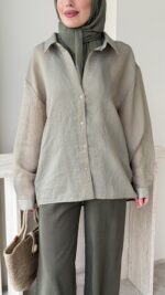 Linda Çizgili Gömlek - Yeşil - Görsel 5