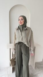 Linda Çizgili Gömlek - Yeşil - Görsel 7