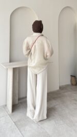 Linda Çizgili Gömlek - Krem - Görsel 3