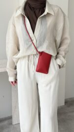 Linda Çizgili Gömlek - Krem - Görsel 5